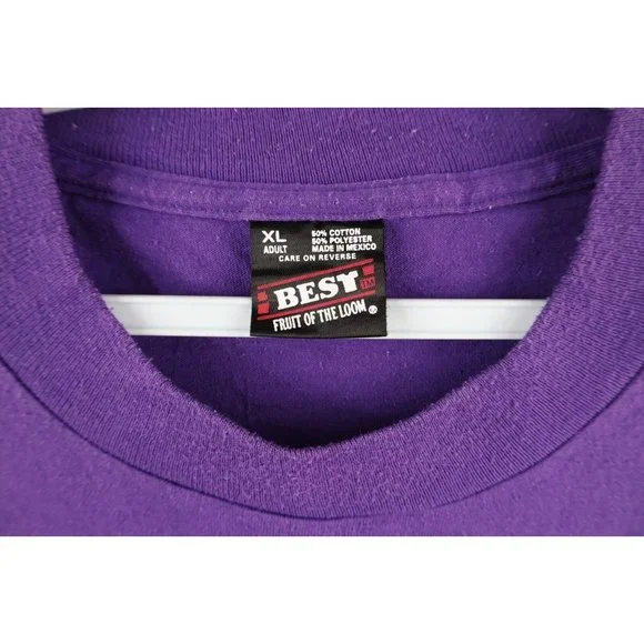 Vtg 90s Streetwear Mens XL Faded Spell Out Carnevale Party T-Shirt Purple USA - Picture 6 of 10